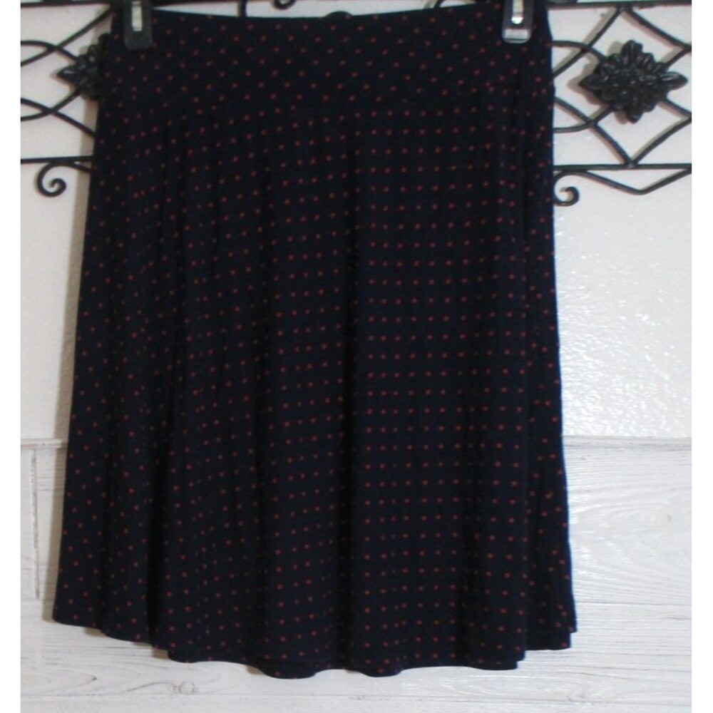 Talbots Women's Knit Skirt Size S Navy Blue Polka Dot Elastic Waist